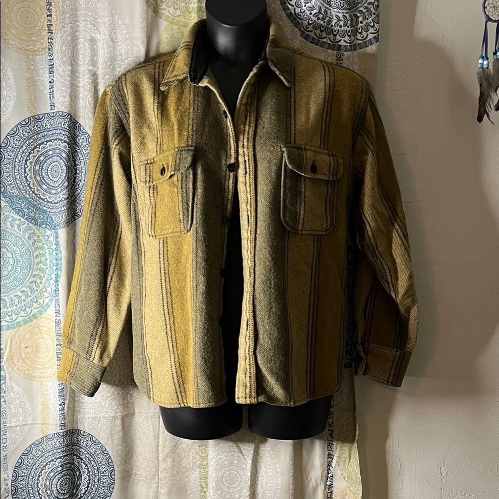 Wool Jacket in Olive and Tan